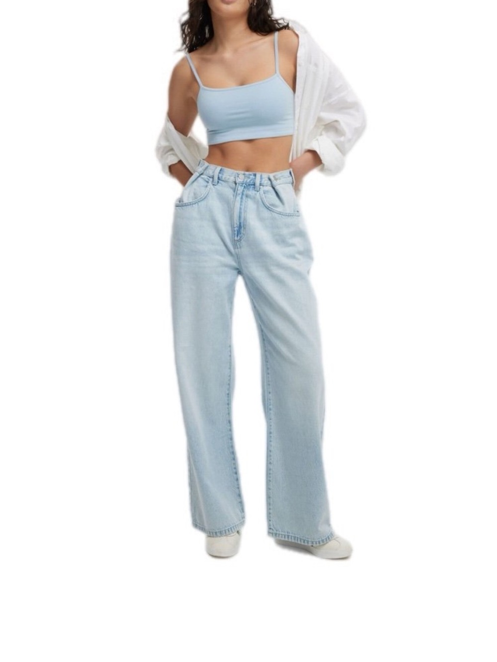 Cotton On Pale Blue High-Rise Wide Leg Jeans